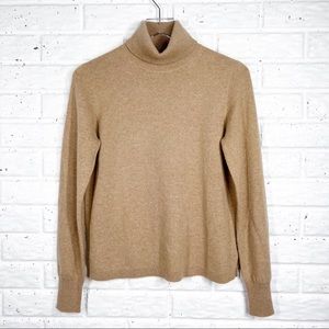 JCREW 100% Cashmere Turtleneck Sweater Camel Color